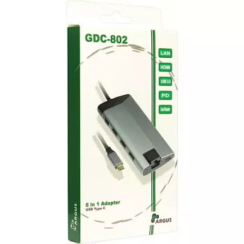 Inter-Tech GDC-802 USB 3.2 Gen 1 Type-C pelēks 100W Power Delivery dokstacija