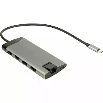 Inter-Tech GDC-802 USB 3.2 Gen 1 Type-C pelēks 100W Power Delivery dokstacija
