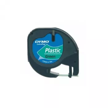 DYMO LetraTag plastmasas etiķetes | 12 mm x 4 m | Melns teksts uz zaļa fona | Pašlīmējošas etiķetes LetraTag marķētājiem
