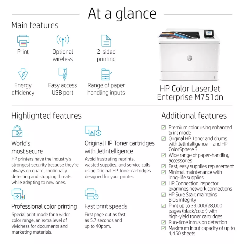 HP Color LaserJet Enterprise M751dn krāsu lāzerprinteris