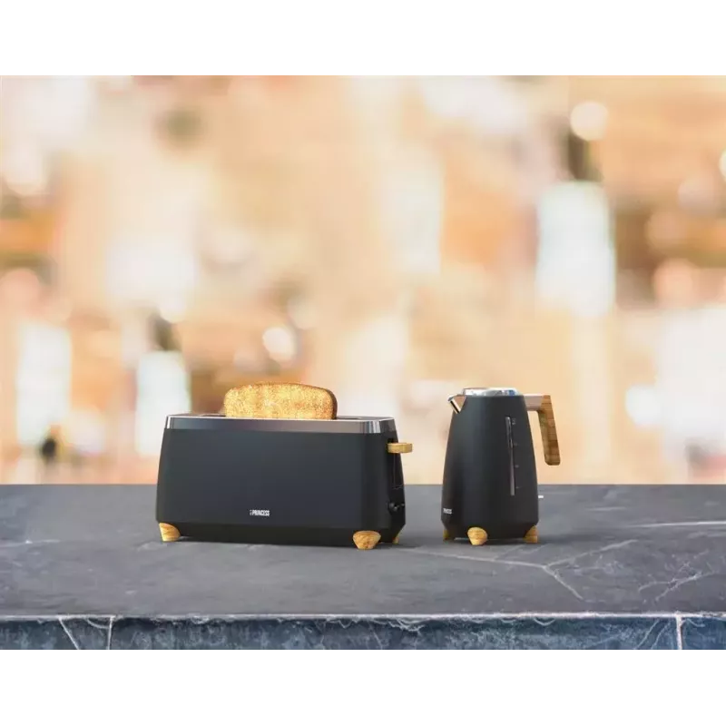 Princess 142361 Toaster Pure 2 šķēles 1000 W Melns Sudrabs Bambuss