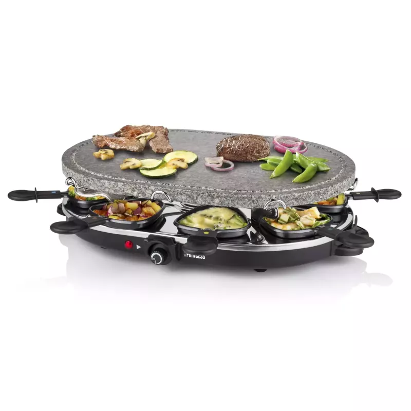 Princess 162720 Raclette ar 8 pannām un akmens grila plāksni 1200 W