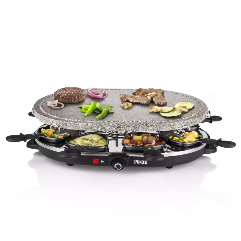 Princess 162720 Raclette ar 8 pannām un akmens grila plāksni 1200 W