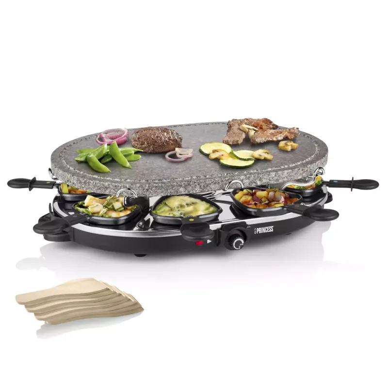 Princess 162720 Raclette ar 8 pannām un akmens grila plāksni 1200 W