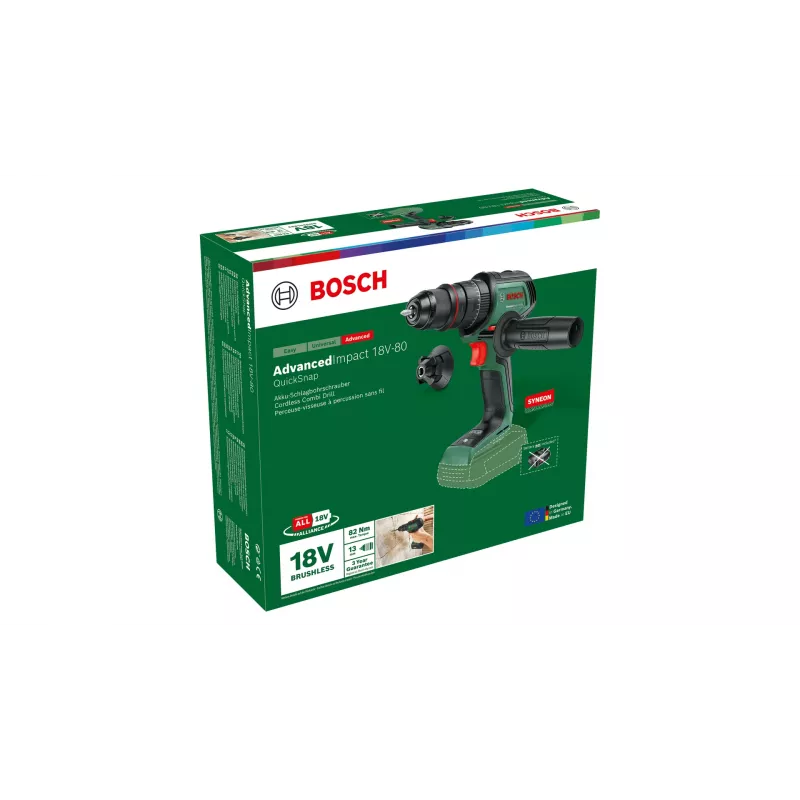 Bosch AdvancedImpact 18V-80 QuickSnap bezvadu triecienurbis 1950 apgr./min, bezatslēgas, 890 g, melns, zaļš
