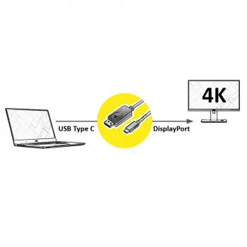 VALUE 11.99.5846 2m USB Type-C uz DisplayPort video adapteris, melns