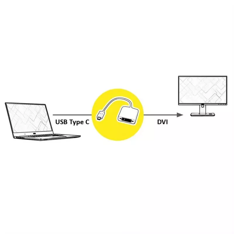 Video kabeļa adapteris ROLINE 12.03.3205 USB Type-C uz DVI-D 0,1m
