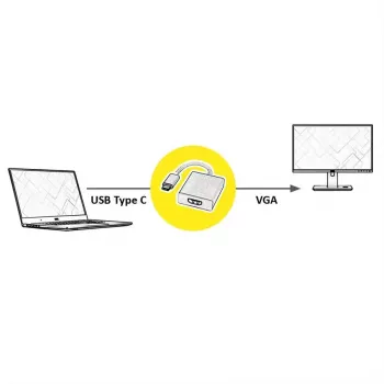 Video kabeļa adapteris ROLINE 12.03.3210 USB Type-C uz HDMI Type A 0,1m Sudrabs