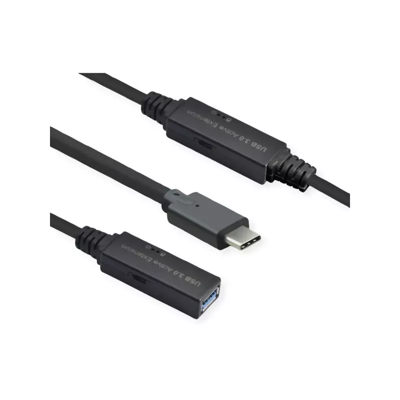 ROLINE USB kabelis 12.04.1066 USB 3.2 Gen 1 10m USB-C USB-A Melns