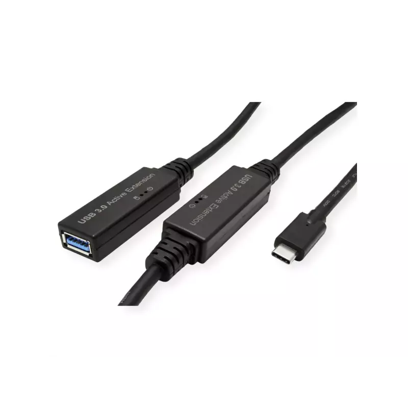 ROLINE USB kabelis 12.04.1066 USB 3.2 Gen 1 10m USB-C USB-A Melns