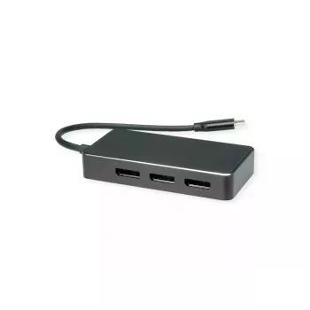 Video kabeļa adapteris VALUE 12.99.1032 0.19 m USB Type-C uz 3× DisplayPort Melns