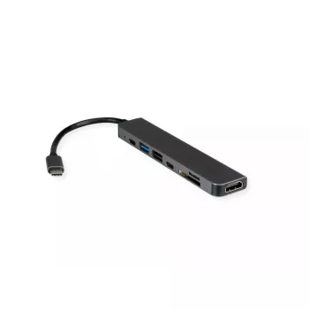 VALUE 12.99.1136 Laptop Doks — USB 3.2 Gen 2 Type-C, HDMI 4K60, Melns/Pelēks