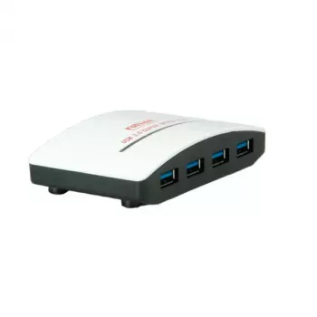 USB centrmezgls ROLINE Black & White 4 porti ar barošanas bloku