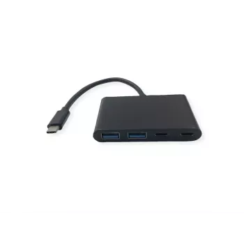USB-C saskarnes centrmezgls VALUE 14.99.5041 — USB 3.2 Gen 1 Type-C/Type-A, 1000 Mbit/s, alumīnijs, melns, 76×46×12.2 mm