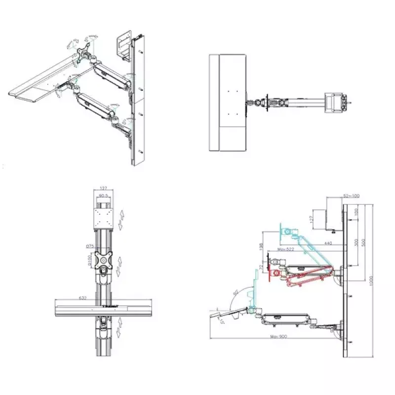 VALUE Wallmount Workstation Pneumatic sienas darbstacija