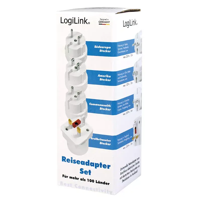 Strāvas spraudņa adapteris LogiLink PA0186 Balts