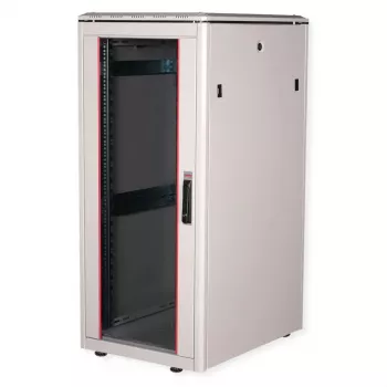 ROLINE 19 collu tīkla skapis Pro 26U, 600x800 mm PxD, stikla durvis, pelēks, IP20, 600 kg slodze