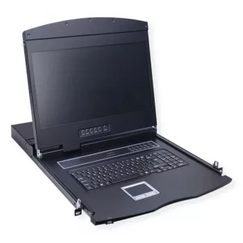 Rack konsole VALUE 26.99.0132 — 19 collu (48.3 cm) 1366×768 LCD, 1U, Šveices tastatūra, melna