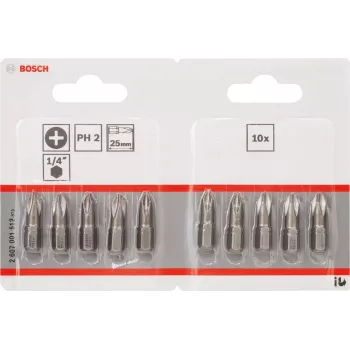 Bosch 2607001512 urbjskrūvgrieža uzgalis Extra Hard 10 gab. PH2 25 mm