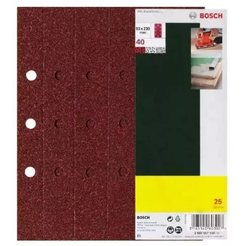 Bosch 2 607 017 097 slīpēšanas papīru komplekts 25 gab.