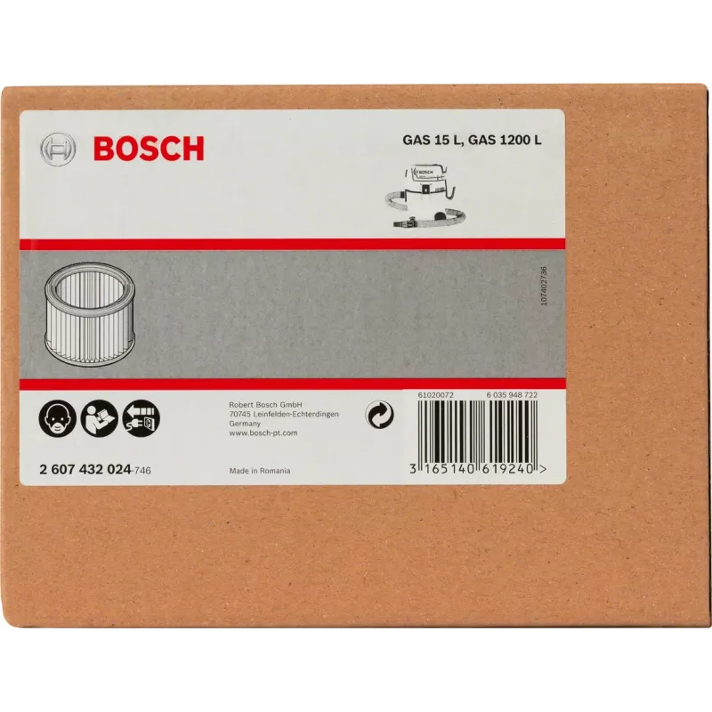 Bosch 2 607 432 024 putekļsūcēja filtrs
