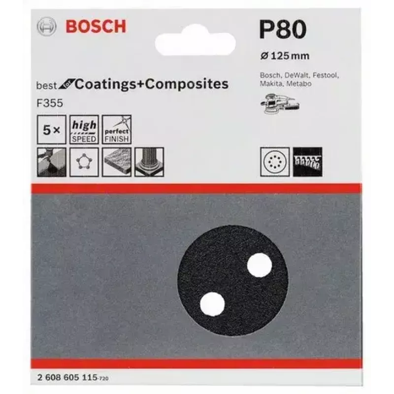 Slīpēšanas lapa Bosch F355 5 gab. 2608605115