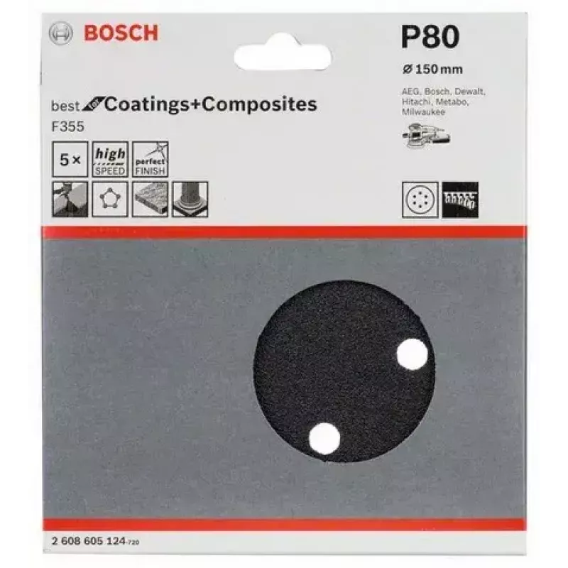 Slīpēšanas loksne Bosch F355 5 gab.