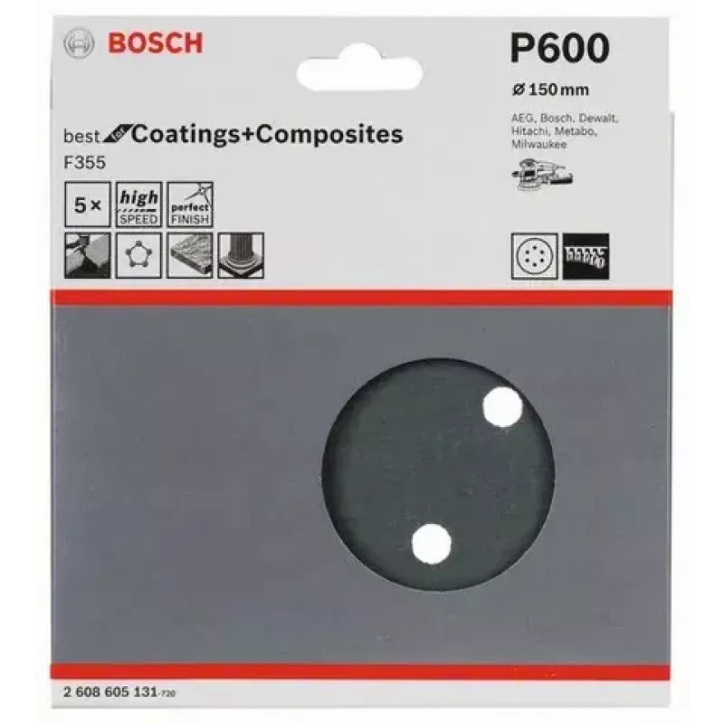 Slīpēšanas loksne Bosch F355 5 gab. 2608605131
