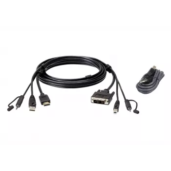 ATEN HDMI uz DVI-D USB KVM kabelis ar audio; 1,8m
