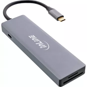 InLine USB 3.2 USB-C daudzportu centrs (3x USB-A + USB-C) - karšu lasītājs - HDMI - OTG