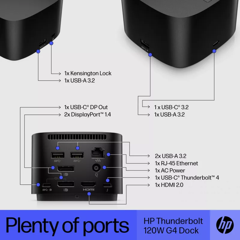 HP Thunderbolt Dock 120W G4 vadu dokstacija melna