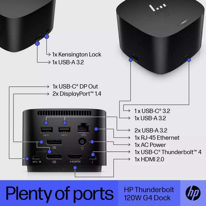 HP Thunderbolt Dock 120W G4 vadu dokstacija melna