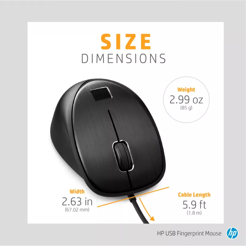Pele HP USB Fingerprint Mouse USB Type-A