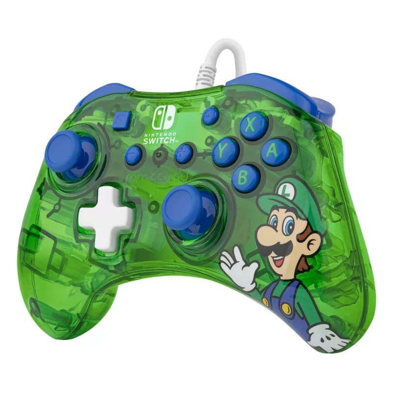 PDP Rock Candy: Luigi Lime — vadu spēļu kontrolieris Nintendo Switch, Switch Lite, Switch OLED, zils/zaļš/caurspīdīgs