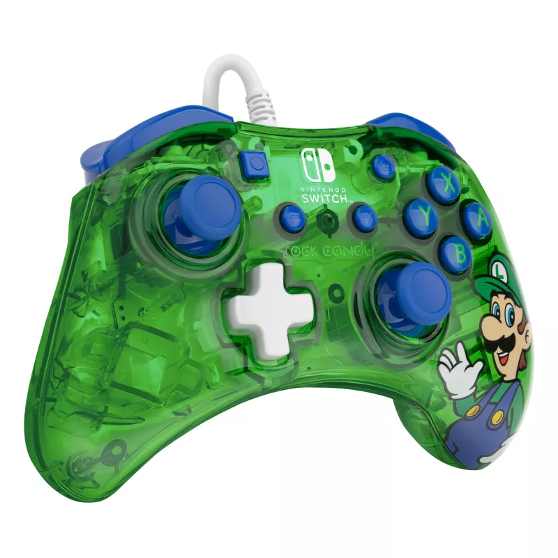 PDP Rock Candy: Luigi Lime — vadu spēļu kontrolieris Nintendo Switch, Switch Lite, Switch OLED, zils/zaļš/caurspīdīgs