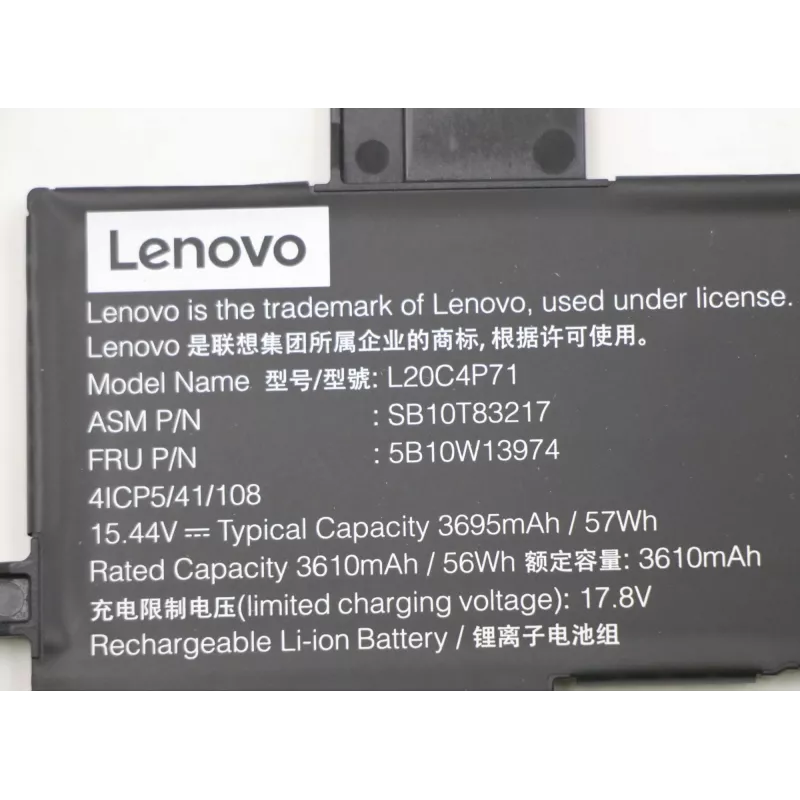 Akumulators klēpjdatoram Lenovo 57Wh modelis 5B10W13974 saderīgiem Lenovo klēpjdatoriem