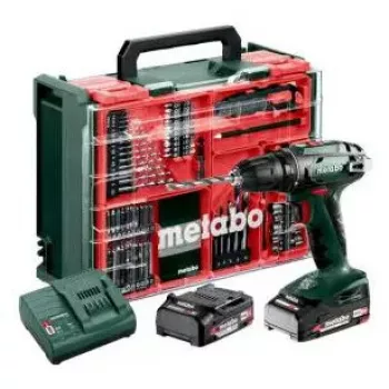 Bezvadu urbjmašīna ar pistoles rokturi Metabo BS 18, bezatslēgas patrona, 1.3 kg, 1600 apgr./min, 10 mm patrona, 2 Ah Li-Ion (2 baterijas)