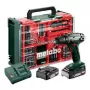 Metabo BS 18 Set 602207710 bezvadu urbjmašīna-skrūvgriezis, 18 V, 2 x 2,0 Ah Li-Ion akumulatori, koferis + 74 daļu piederumu komplekts, zaļš/melns