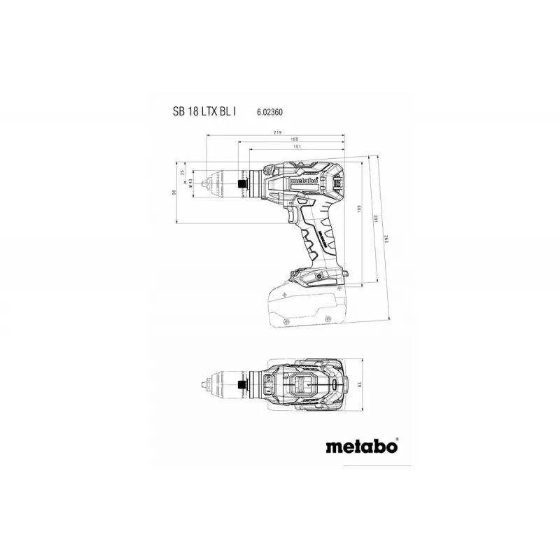 Pistol satveres urbjmašīna Metabo SB 18 LTX BL I