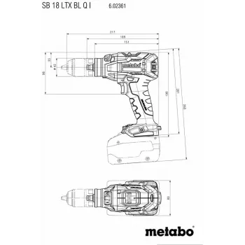 Triecienskrūvgriezis Metabo 602361840, 130 N·m, 2.4 kg