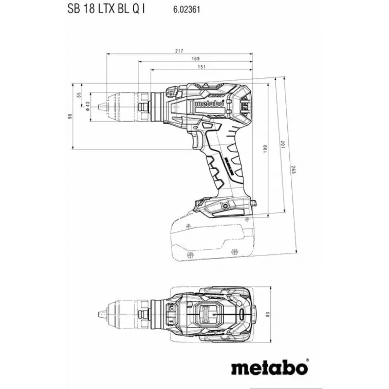 Triecienskrūvgriezis Metabo 602361840, 130 N·m, 2.4 kg