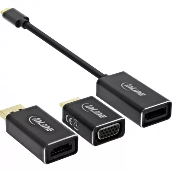 InLine USB displeja pārveidotāju komplekts 6-in-1, 4K/60Hz melns