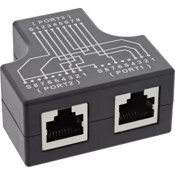 InLine Cat.5e STP T-Adapter RJ45 ligzda uz 2x RJ45 ligzdu Melns
