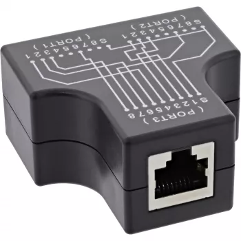 InLine Cat.5e STP T-Adapter RJ45 ligzda uz 2x RJ45 ligzdu Melns