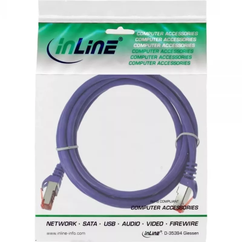InLine Cat6 S/FTP PiMF savienojuma vads RJ-45–RJ-45 250MHz PVC Violeta 1,5m