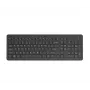 Bezvadu pilna izmēra membrānas tastatūra HP 220 — Melna, RF 2.4 GHz, USB-A uztvērējs, QWERTY, ciparu bloks, AAA baterija