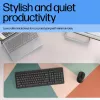 Bezvadu pilna izmēra membrānas tastatūra HP 220 — Melna, RF 2.4 GHz, USB-A uztvērējs, QWERTY, ciparu bloks, AAA baterija