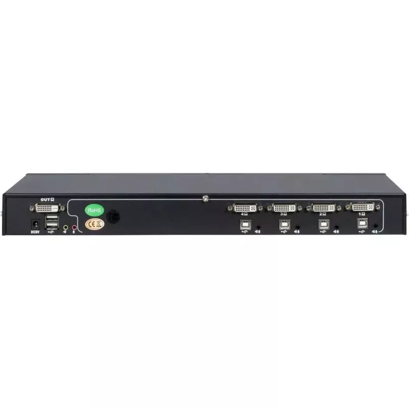 KVM slēdzis Inter-Tech AS-9104DA — 4 portu DVI-I, USB, 19 inch stiprinājums