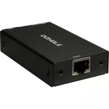 Interfeisa adapteris INTER-TECH KT-150D — RJ-45 (sieviete) uz DVI‑D, vadu, max 1980×1080, komplektā USB A–B kabelis, metāls, melns