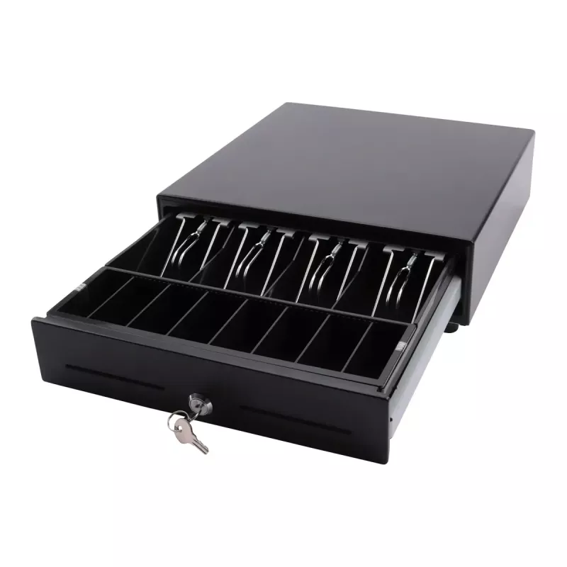 Elektroniskā kases atvilktne Olympia SD 330A, metāla korpuss, 12–14 V, 335×330×104 mm, 2 atslēgas